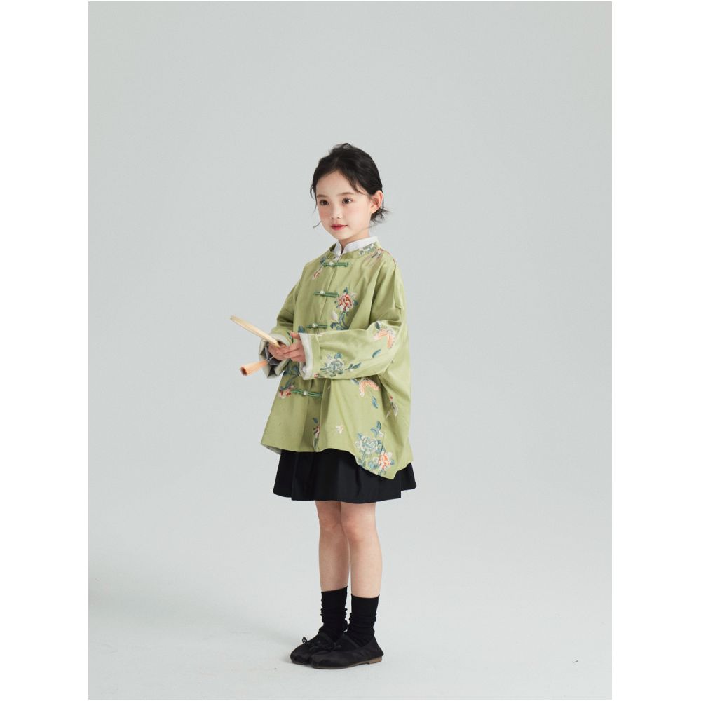 Girls retro national style new Chinese button top spring new product temperament China Chic coat children s embroidery high set top image 4