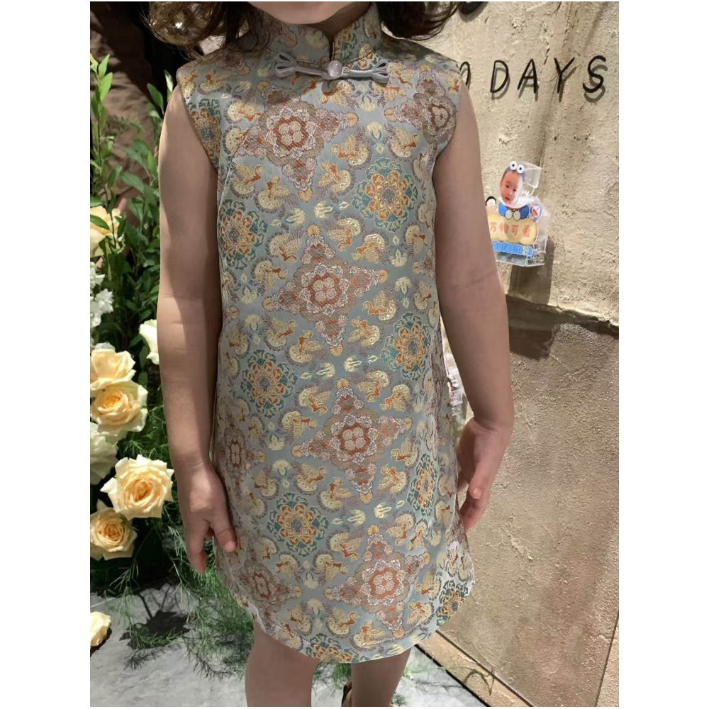 A three child new Chinese style children s clothing girl Hanfu retro Tang style vest Chinese style baby girl cheongsam dress image 2