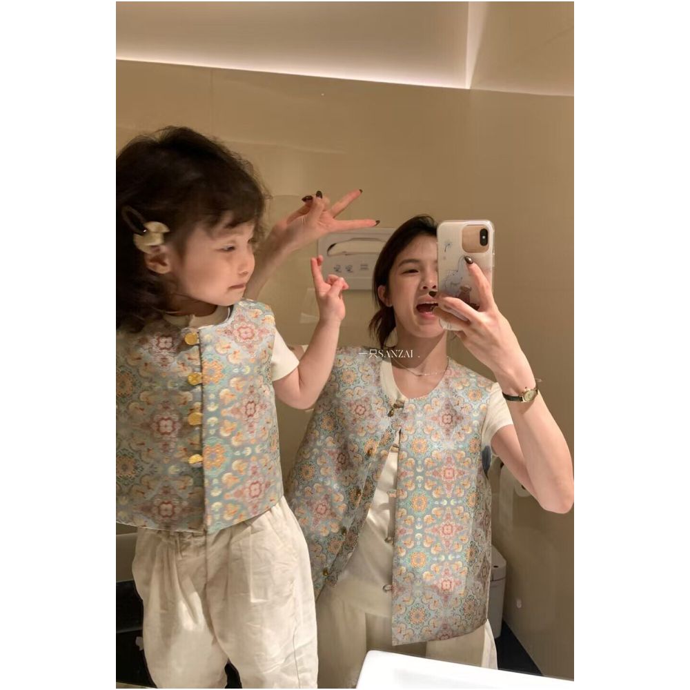 ASAYAKIDS254 – Oriental Heritage Embroidered Jacket & Skirt Set 🐉🌸