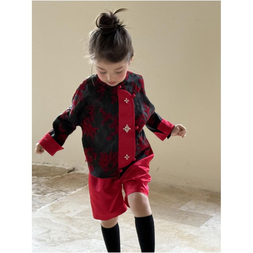 In stock 2026 new girls new Chinese style coat autumn and new year battle robe baby Tang outfit festive red top image 1