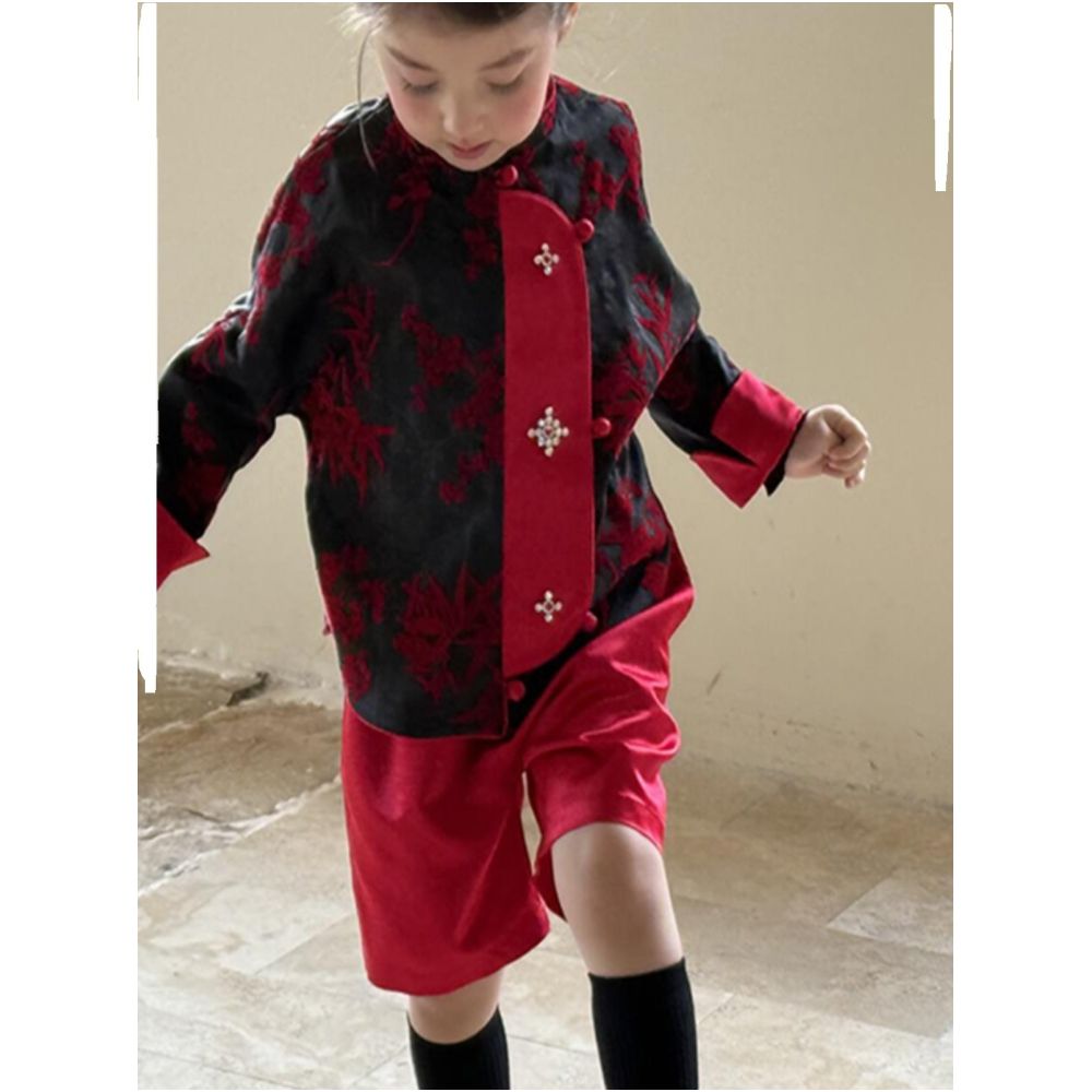 In stock 2026 new girls new Chinese style coat autumn and new year battle robe baby Tang outfit festive red top image 3