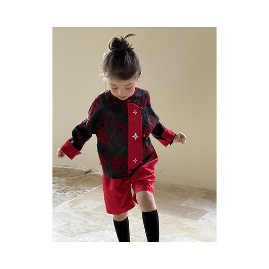 ASAYAKIDS257– Vintage Peony Noir Set 🏮🖤