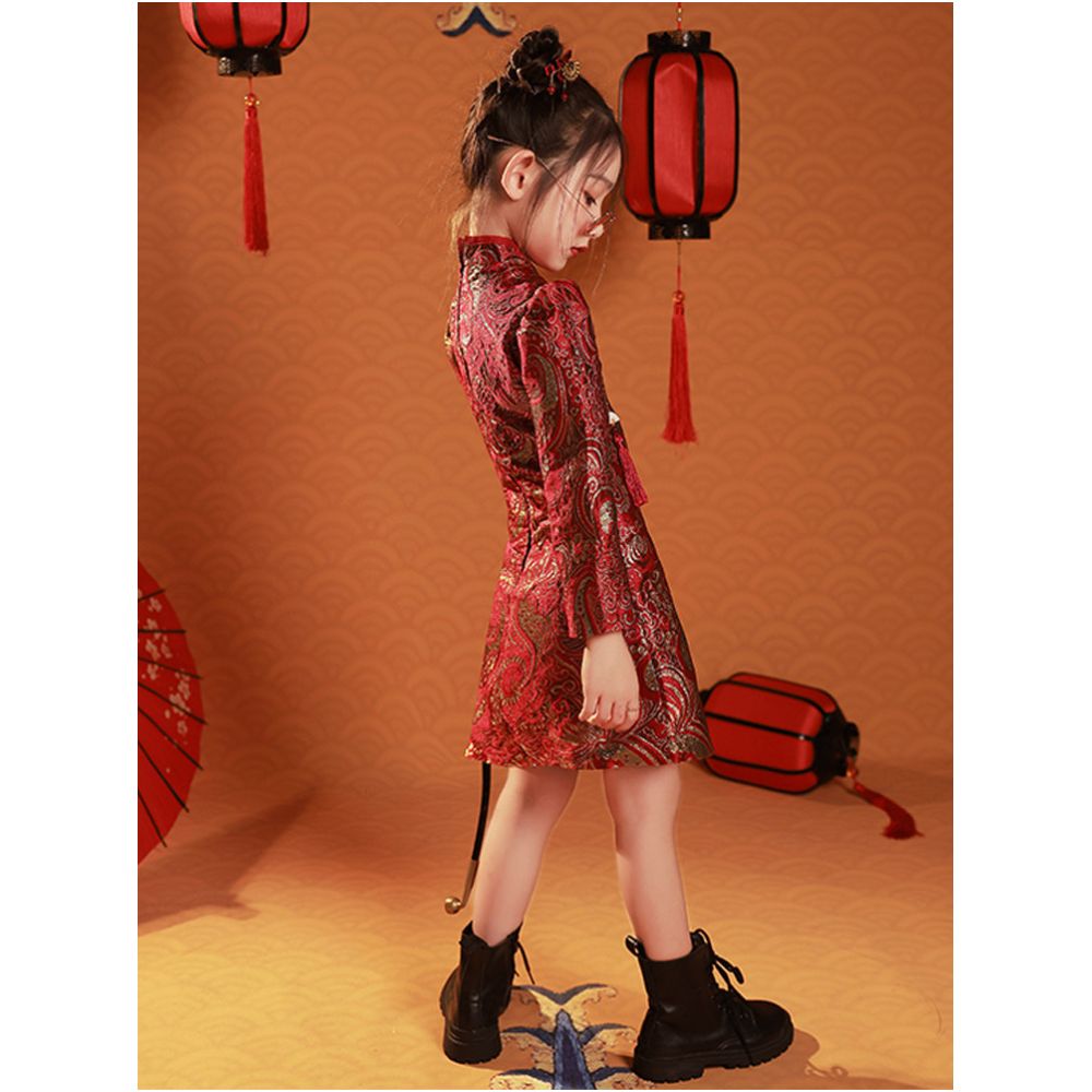 Girls China Chic Style Cheongsam Children s Dress Baby s New Year Autumn and Winter Thick Performance New Year Clothes Tang Costume New Year Dresses image 4