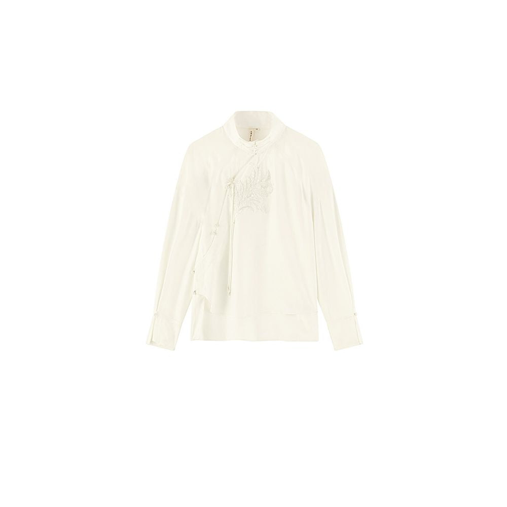 ASAYA5560 – Ivory Whisper Mandarin Blouse 🤍✨