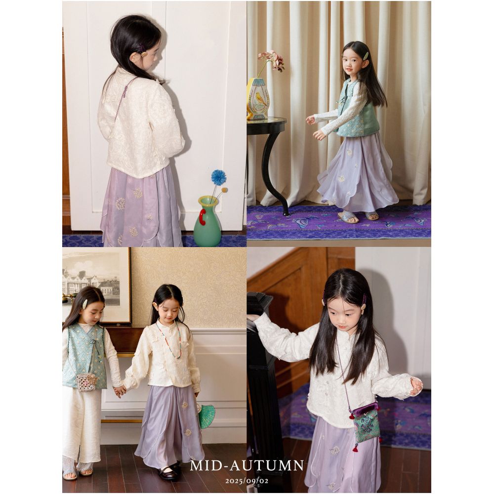 Add Q Original Yayun Layered Butterfly New Chinese Heavy Industry Lace Butterfly Shirt Top Ma Mian Skirt Parent Child Girl image 0