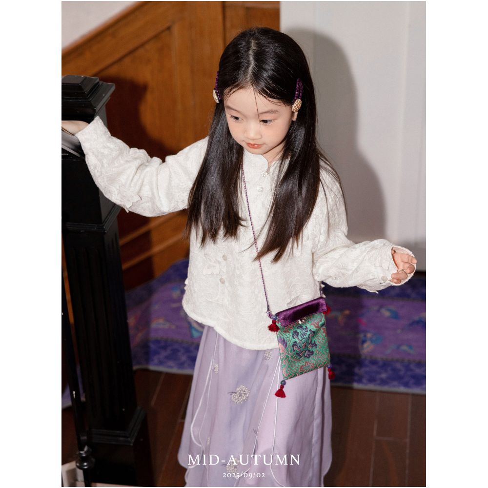 Add Q Original Yayun Layered Butterfly New Chinese Heavy Industry Lace Butterfly Shirt Top Ma Mian Skirt Parent Child Girl image 2