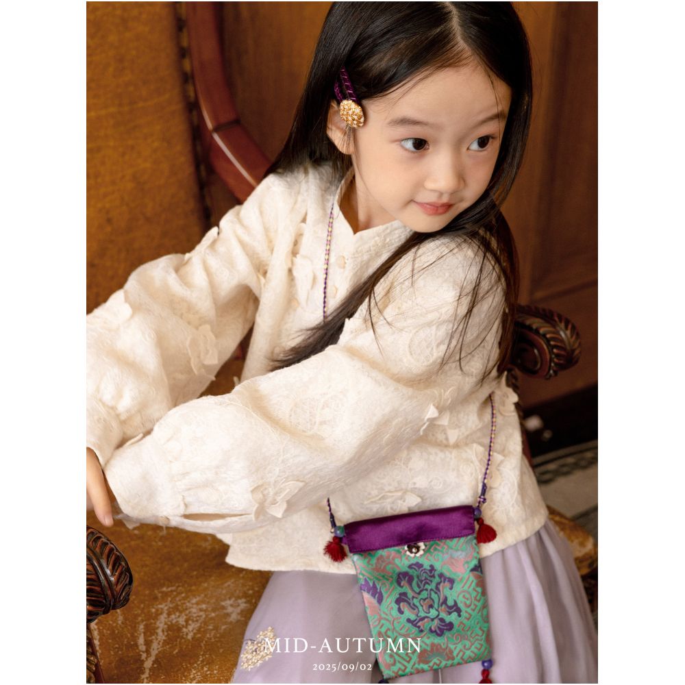 Add Q Original Yayun Layered Butterfly New Chinese Heavy Industry Lace Butterfly Shirt Top Ma Mian Skirt Parent Child Girl image 3
