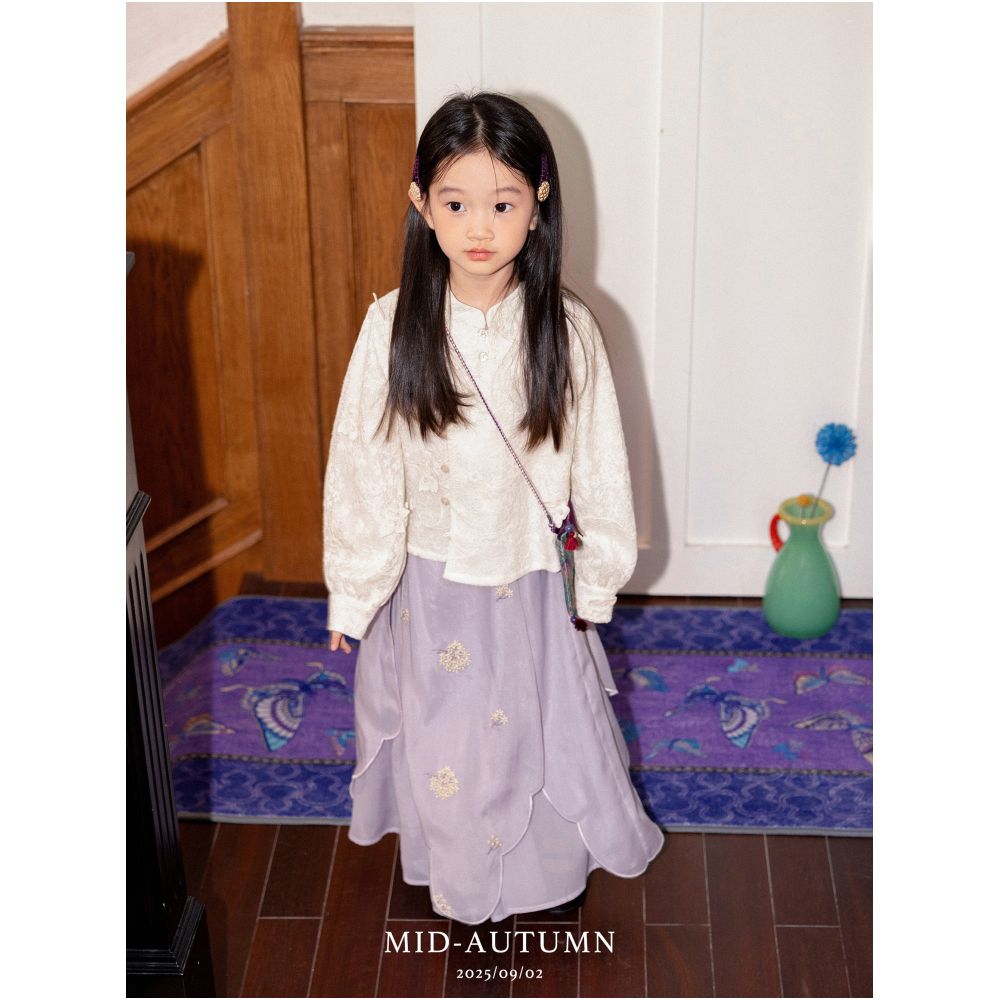 Add Q Original Yayun Layered Butterfly New Chinese Heavy Industry Lace Butterfly Shirt Top Ma Mian Skirt Parent Child Girl image 4