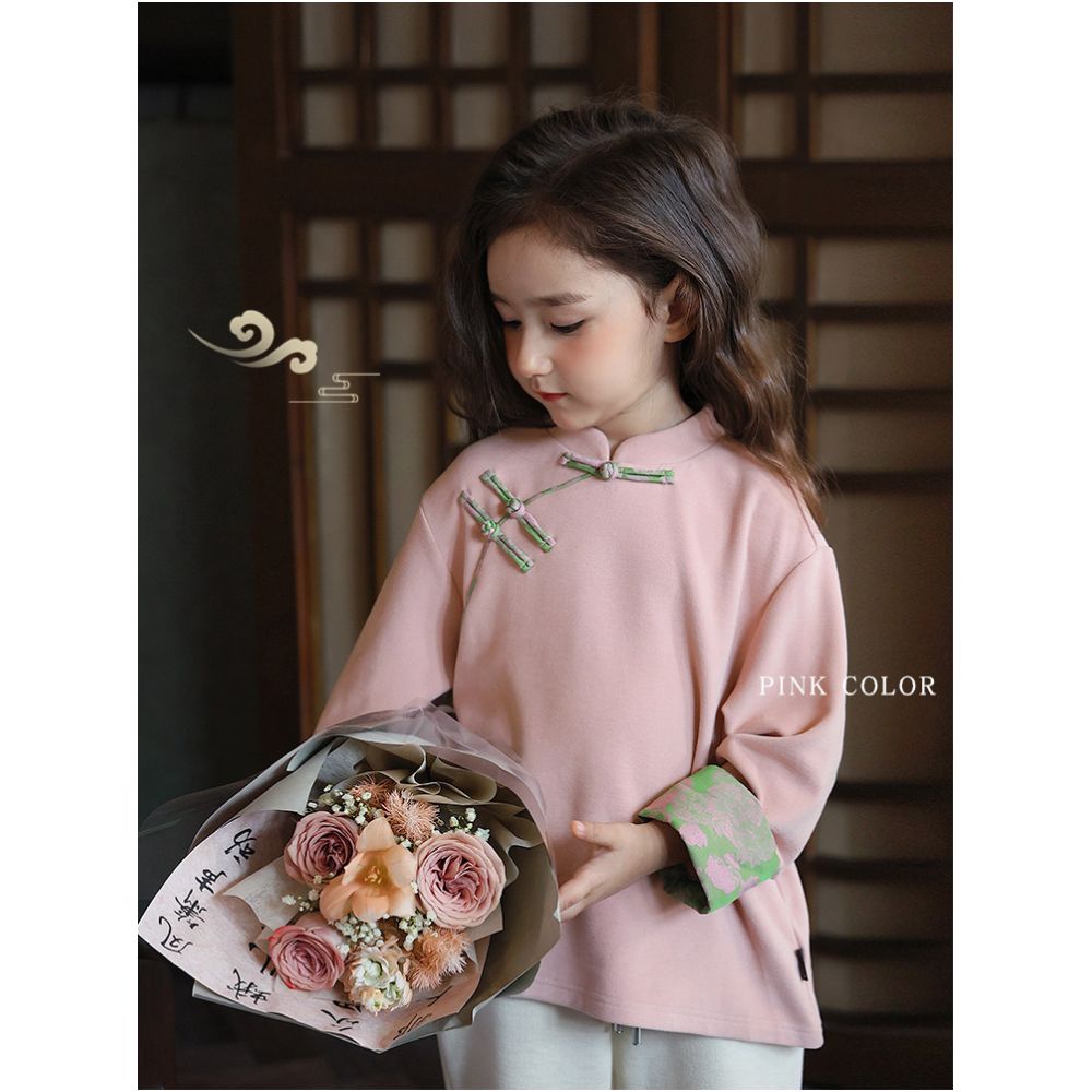 Chenchen Mom Girls T shirt Autumn and Winter Warm Ginger Velvet Warm and Plush Parent Child Clothing New Chinese Style Cheongsam Top image 2