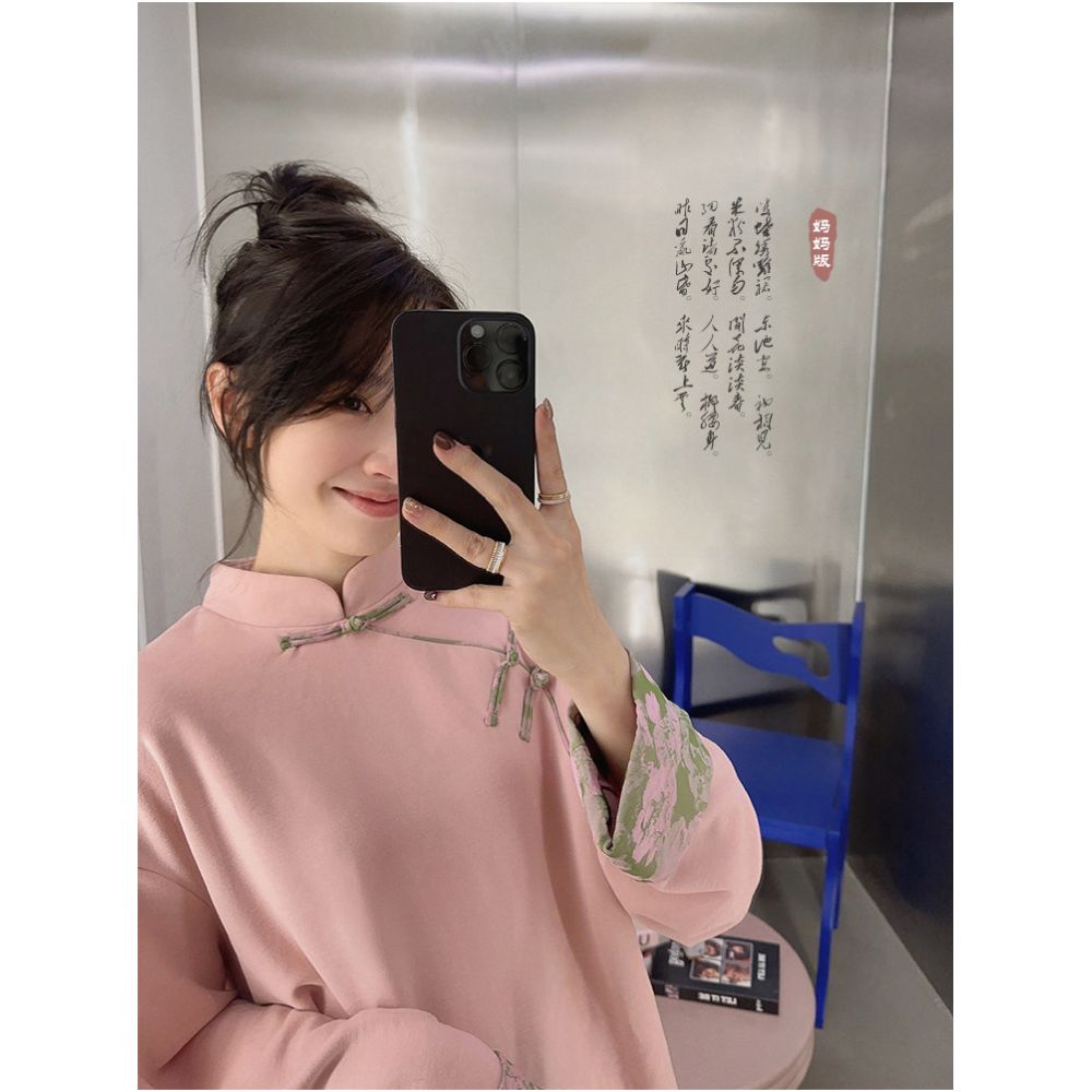 Chenchen Mom Girls T shirt Autumn and Winter Warm Ginger Velvet Warm and Plush Parent Child Clothing New Chinese Style Cheongsam Top image 4