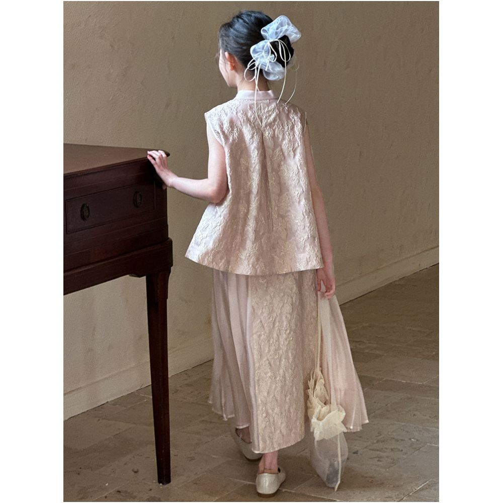 Girls New Chinese Hanfu Set Summer 2025 New Style Children s National Style Beautiful Sleeveless Half Skirt Summer Dress for Girls image 3