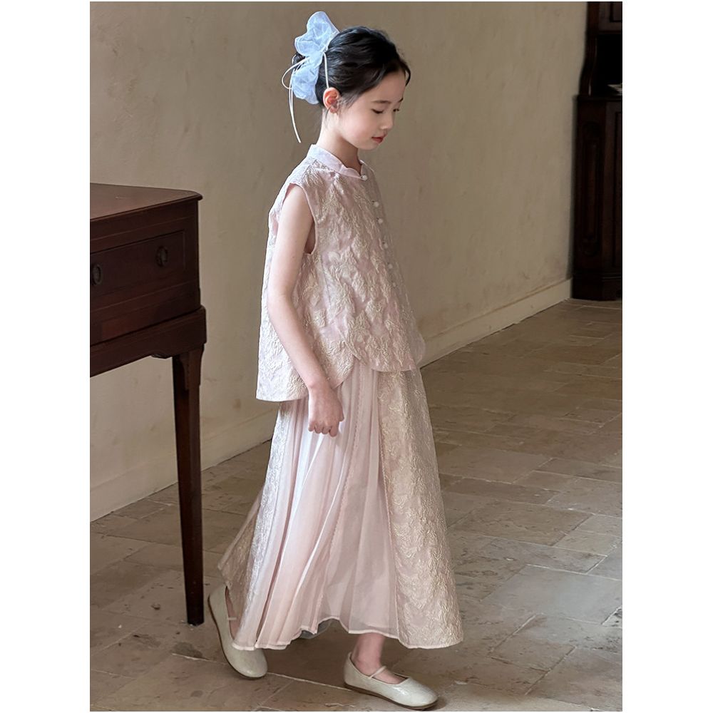 Girls New Chinese Hanfu Set Summer 2025 New Style Children s National Style Beautiful Sleeveless Half Skirt Summer Dress for Girls image 4
