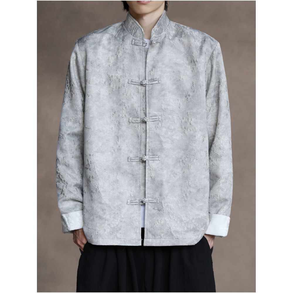 New Chinese style retro style dark patterned jacquard Tang suit jacket for young people buttoned Zhongshan suit jacket ethnic style top image 1