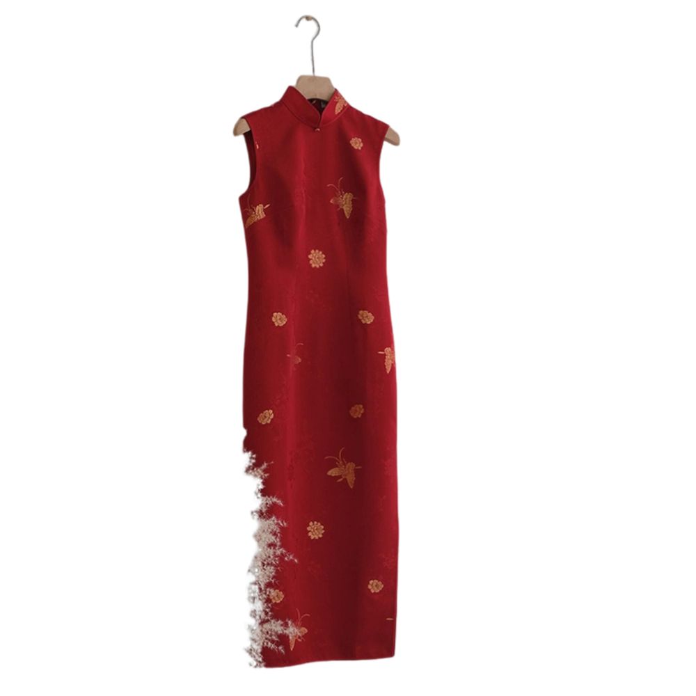 European goods 2025 summer new hot item beautiful new Chinese style improved cheongsam red base dress for children image 4