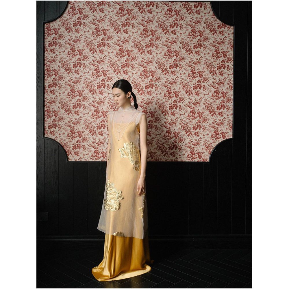 ASAYA5575 – Golden Whisper Layered Dress ✨🌙