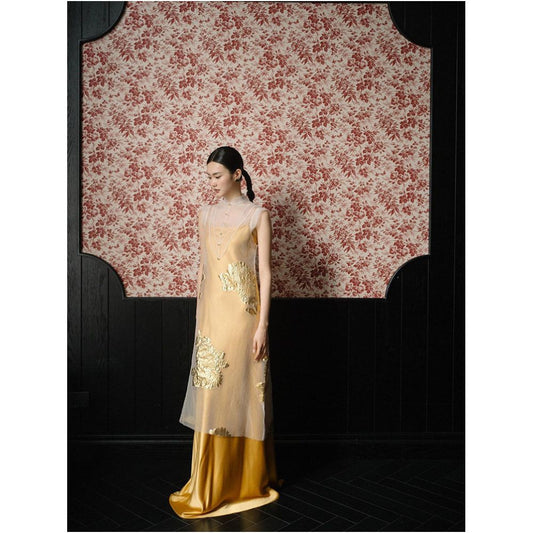 ASAYA5575 – Golden Whisper Layered Dress ✨🌙