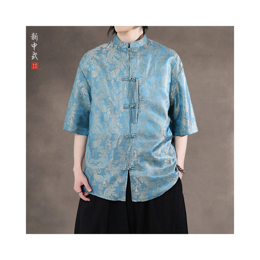 ASAYAHOMME1570 – Celestial Brocade Shirt 🌊✨