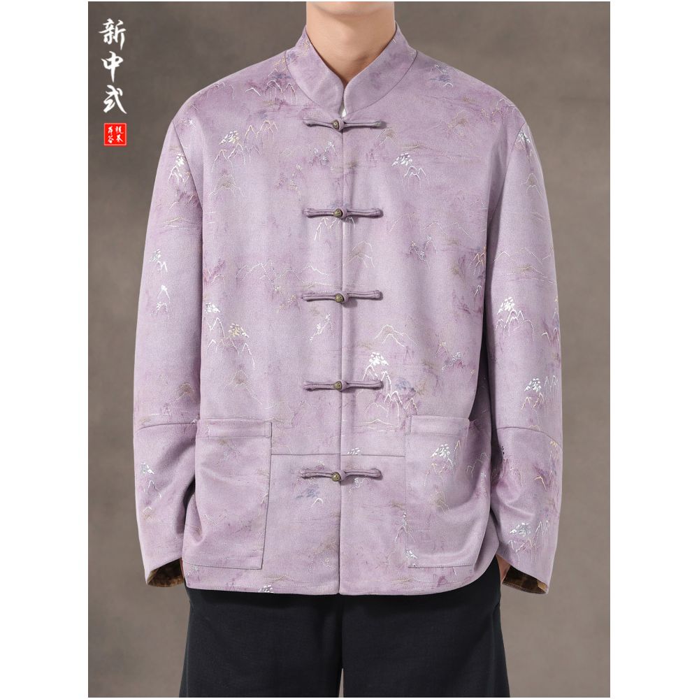 New Chinese style autumn and winter casual retro buckle Tang suit jacket Chinese style men s loose fit plus plus size Zhongshan suit jacket top image 0