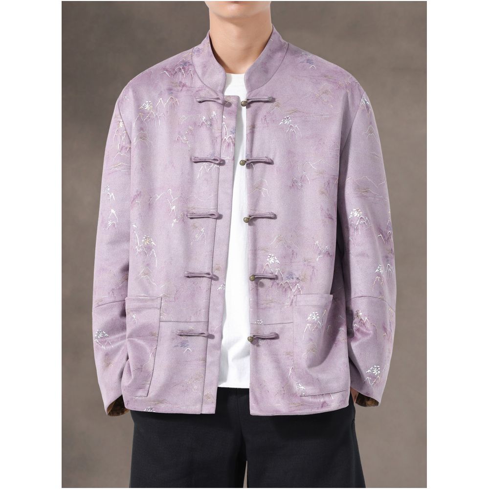 New Chinese style autumn and winter casual retro buckle Tang suit jacket Chinese style men s loose fit plus plus size Zhongshan suit jacket top image 1