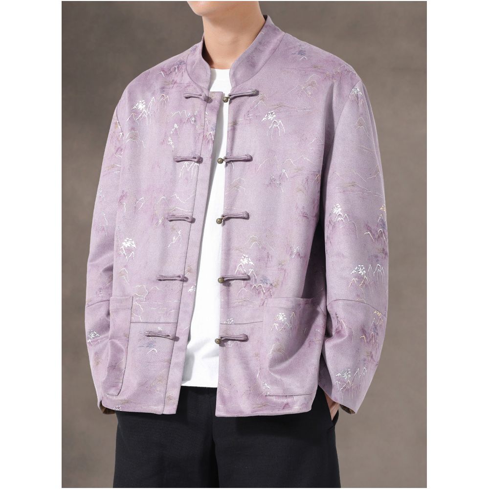 New Chinese style autumn and winter casual retro buckle Tang suit jacket Chinese style men s loose fit plus plus size Zhongshan suit jacket top image 2