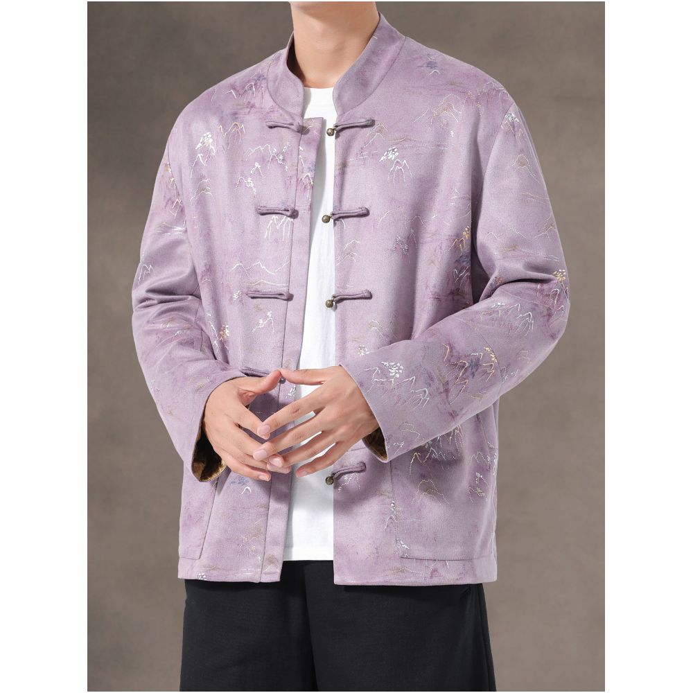 New Chinese style autumn and winter casual retro buckle Tang suit jacket Chinese style men s loose fit plus plus size Zhongshan suit jacket top image 3