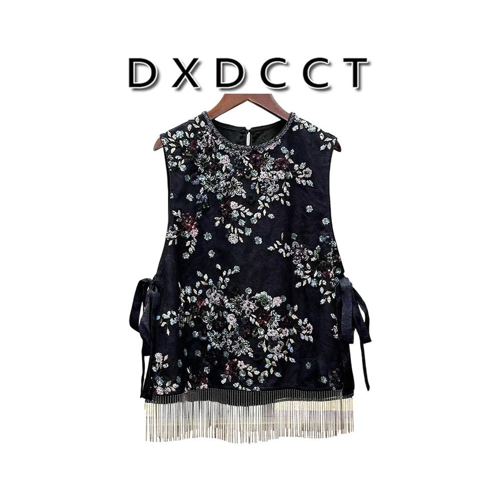 Spot nail bead new Chinese style vest women s 2025 autumn and winter new design loose and slimming top image 2