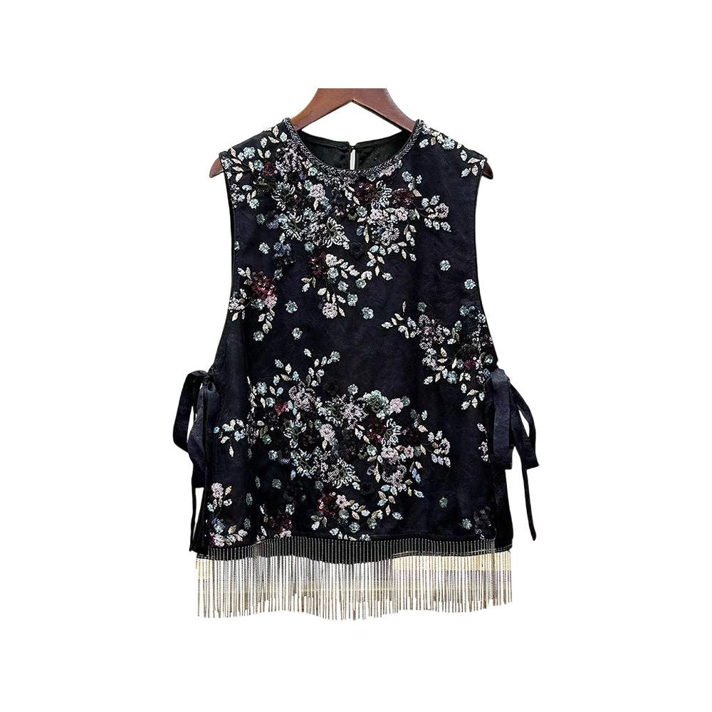 Spot nail bead new Chinese style vest women s 2025 autumn and winter new design loose and slimming top image 4