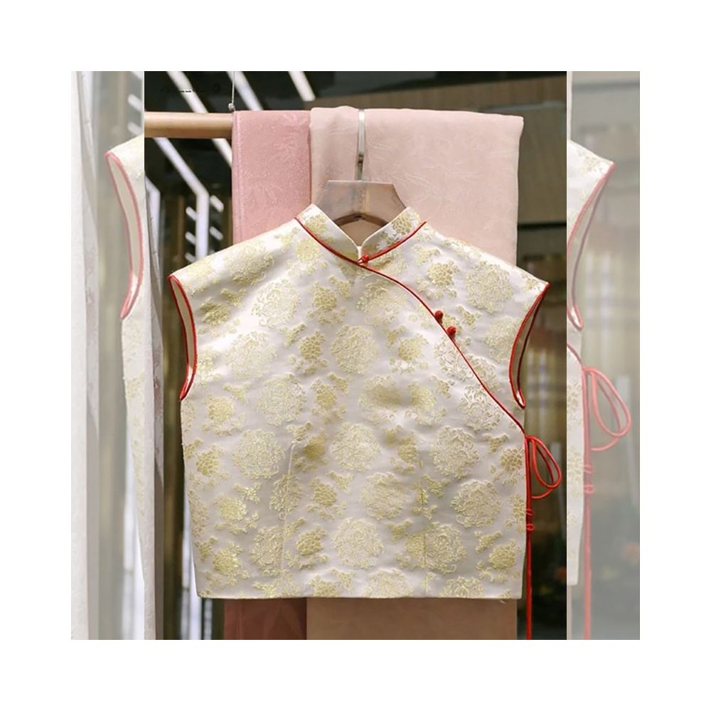 New Chinese style buckle design with unique vest for women 2024 new summer slim fit short top trendy ins image 3