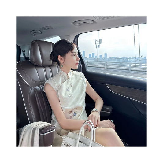 ASAYA5616 – Ivory Whisper Mandarin Dress 🤍🌿