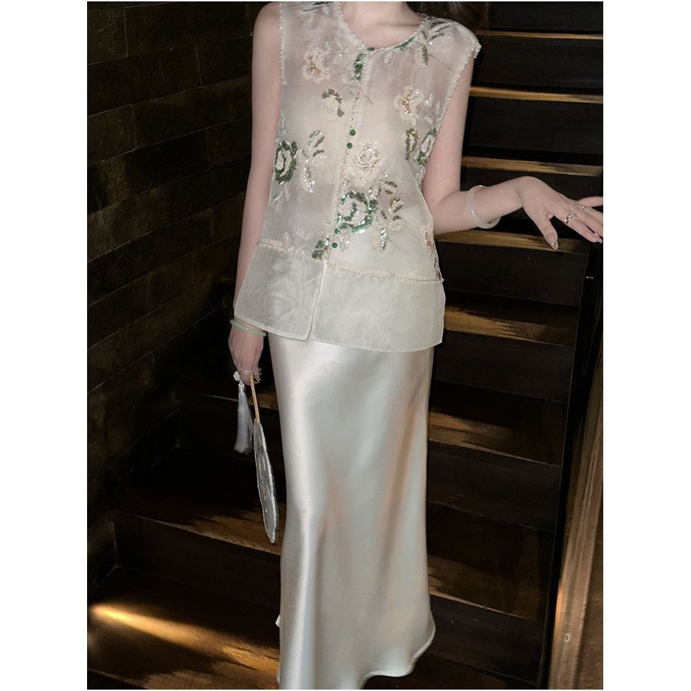 New Chinese style retro light luxury set for women in summer with a high end feel and a super beautiful vest skirt image 0