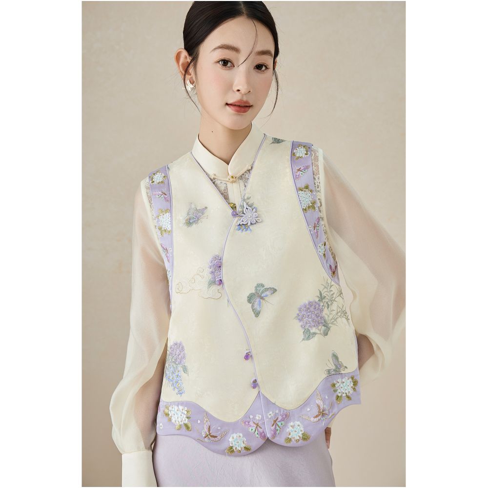 SHIBAI picks up endless white summer national style gentle and exquisite spring and autumn super beautiful high end embroidery women s new Chinese style vest image 1