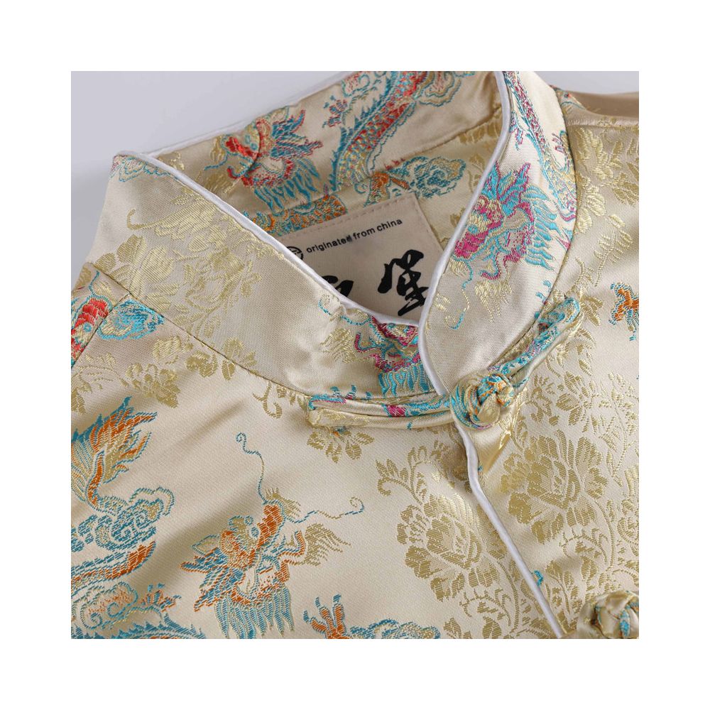 Spring and autumn Tang style men s Chinese style stand collar loose colorful auspicious dragon jacquard coat men s China Chic retro modified top image 2