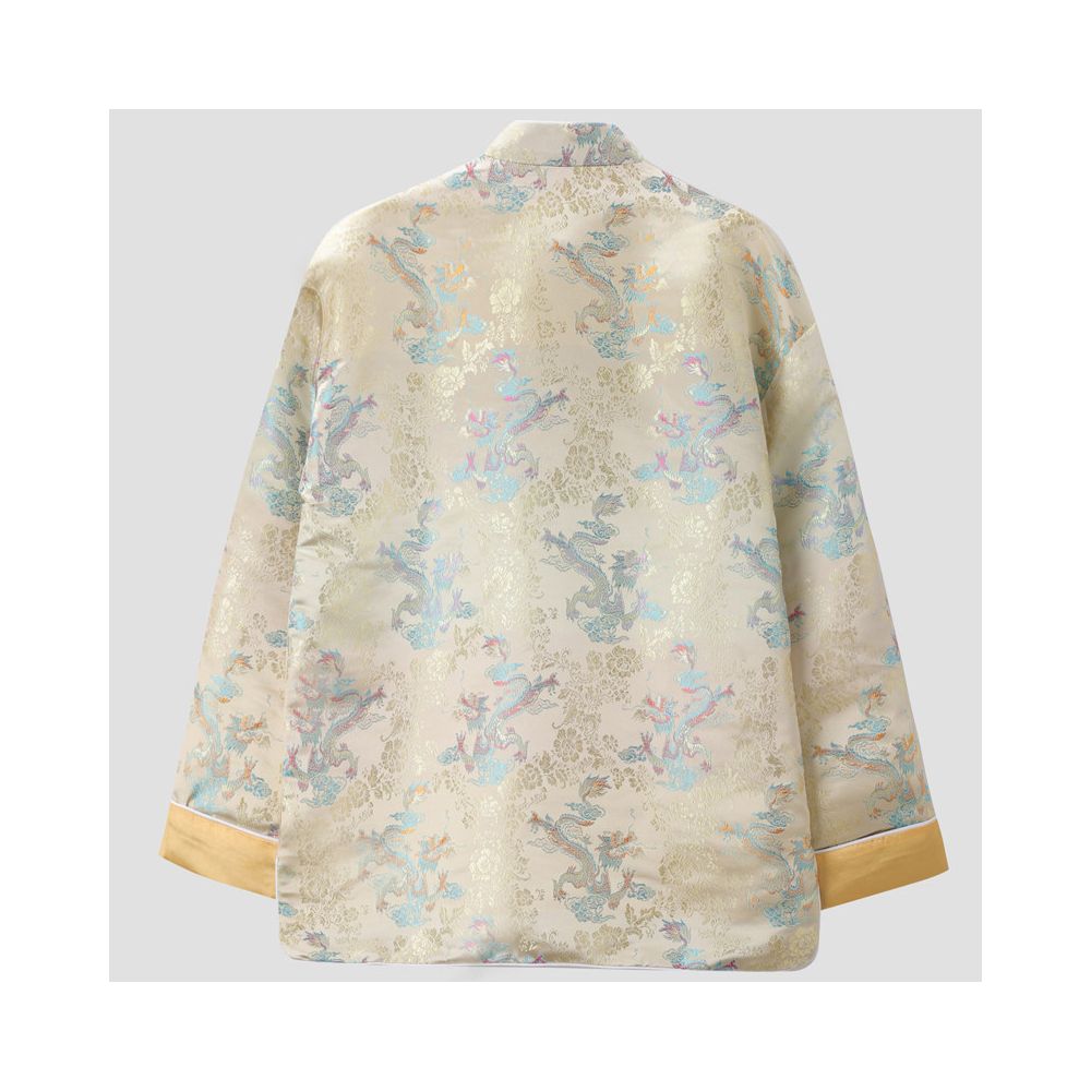 Spring and autumn Tang style men s Chinese style stand collar loose colorful auspicious dragon jacquard coat men s China Chic retro modified top image 4