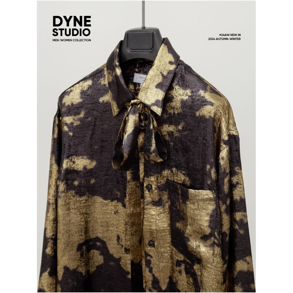 ASAYAHOMME1581 – Golden Shadow Tie Shirt 🖤✨