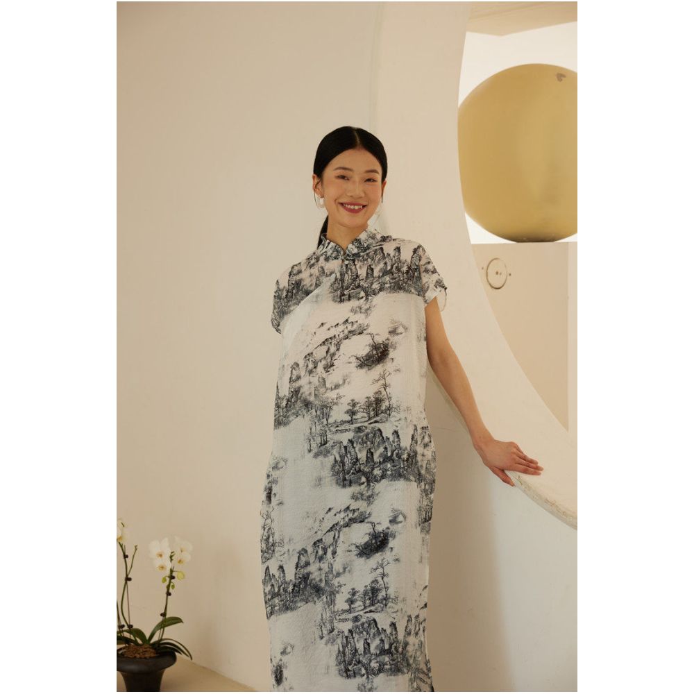 ASAYA5670 – Ink Garden Qipao Dress 🖌️💙