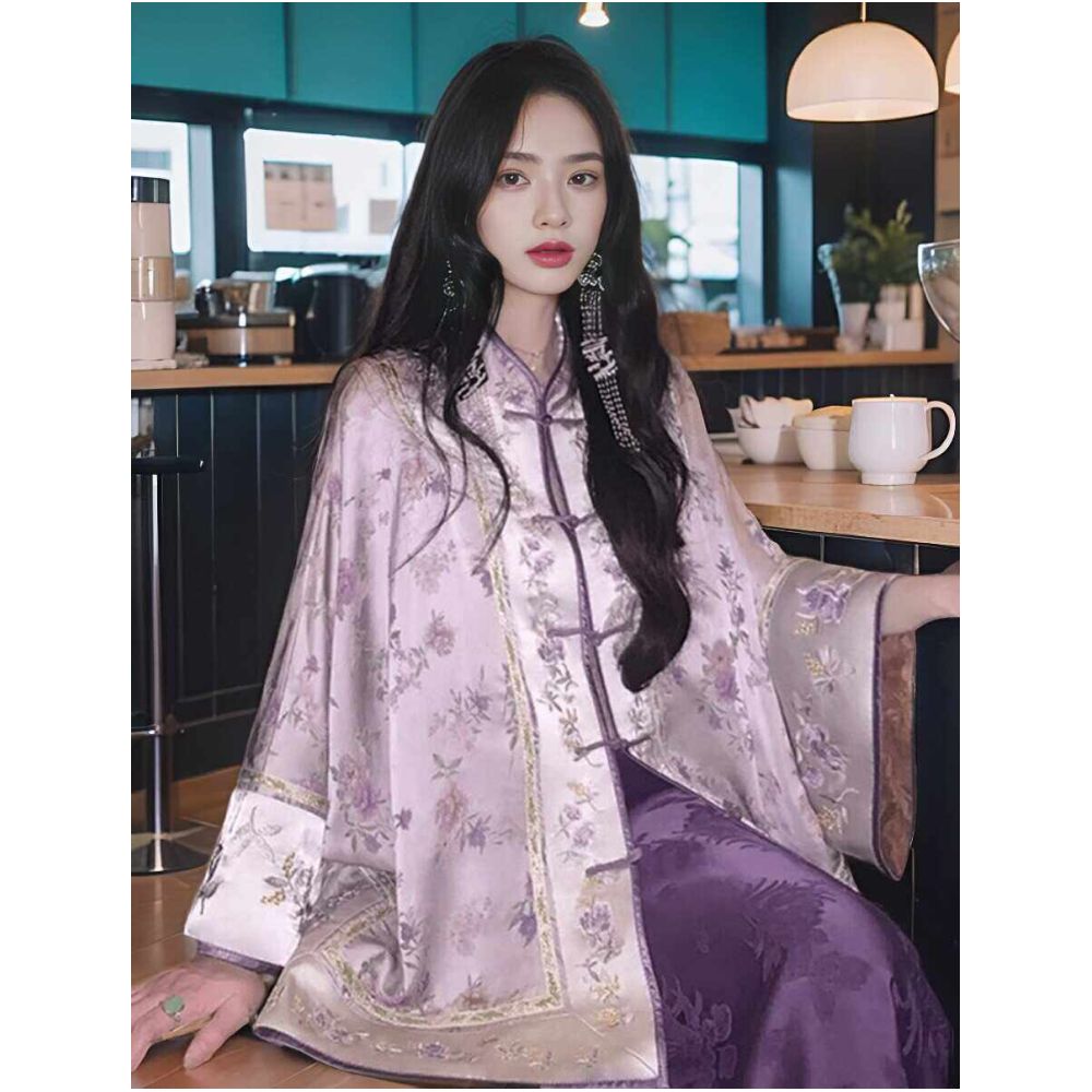 Jinghua Yanyun Zen inspired New Chinese Elegance Style Fragrant Cloud Yarn Short Jacket for Women image 2