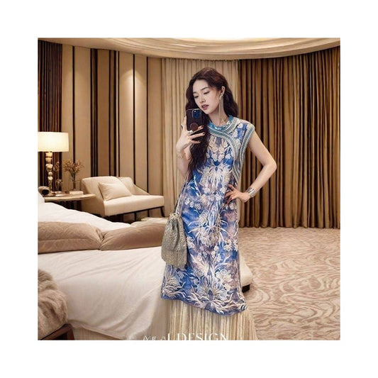 ASAYA5708 – Oriental Bloom Sleeveless Dress 🌸✨