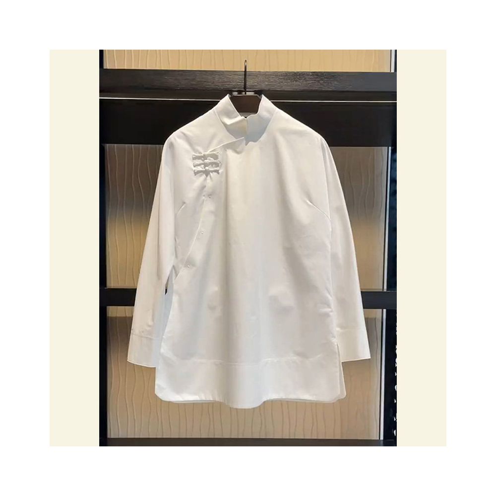 French style niche mature chic and exquisite top fashionable and stylish high end luxury and elegant new Chinese style white shirt for autumn image 1