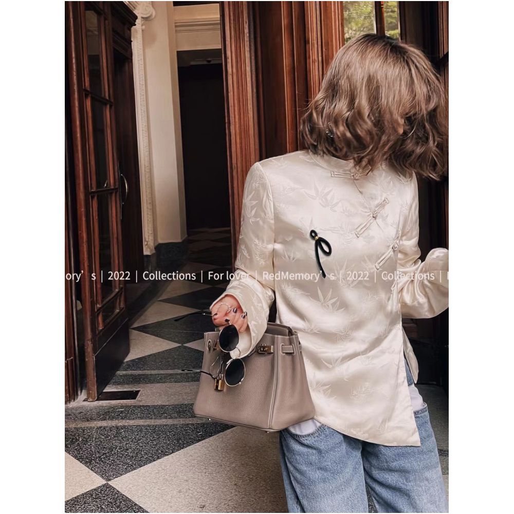 ASAYA5713 – Ivory Oriental Silk Blouse 🤍🌿