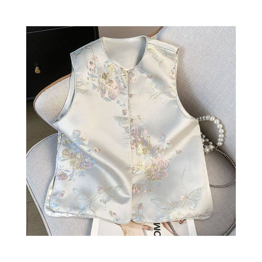 ASAYA5728 – Butterfly Bloom Jacquard Vest 🦋🌸