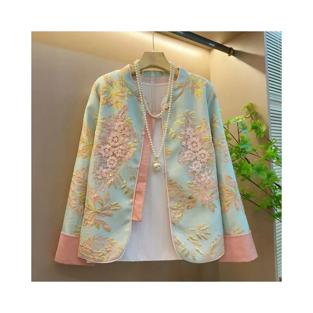 2025 Spring Fashion plus size women s clothing slimming and elegant outerwear new Chinese style anti aging and belly covering outerwear trend image 1