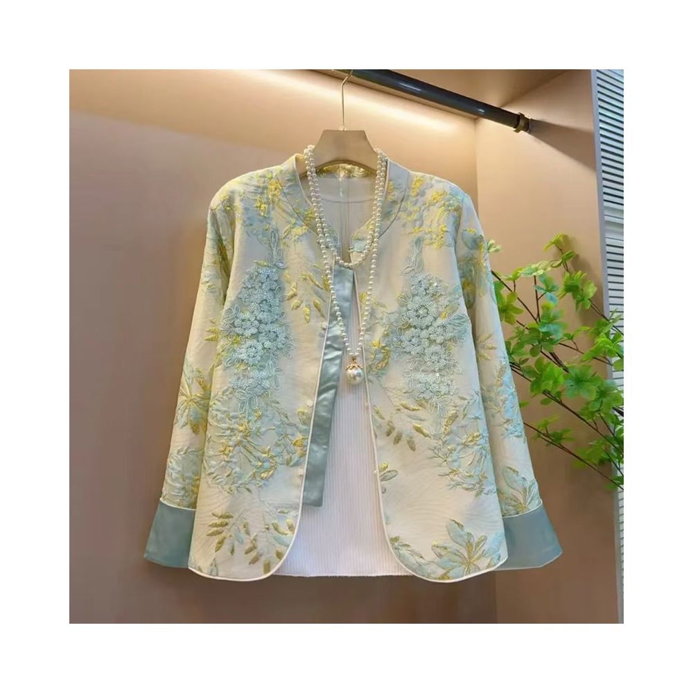 2025 Spring Fashion plus size women s clothing slimming and elegant outerwear new Chinese style anti aging and belly covering outerwear trend image 2