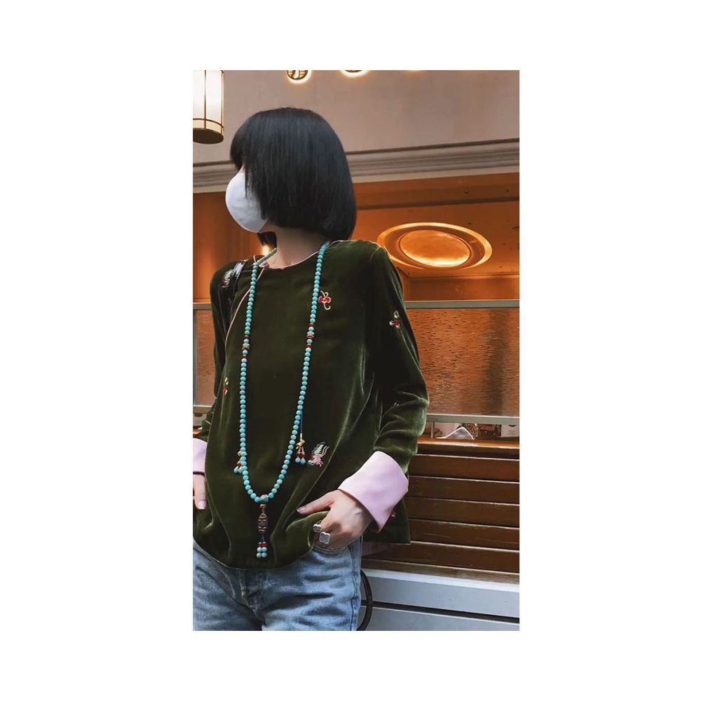 ASAYA5771 – Jade Velvet Oriental Top 🌿💎