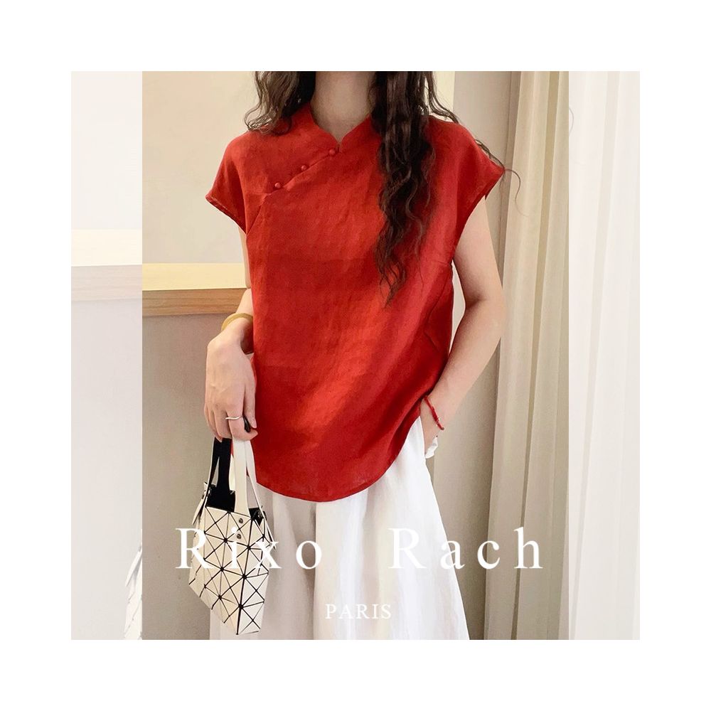 ASAYA5777 – Classic Oriental Linen Top 🧧✨