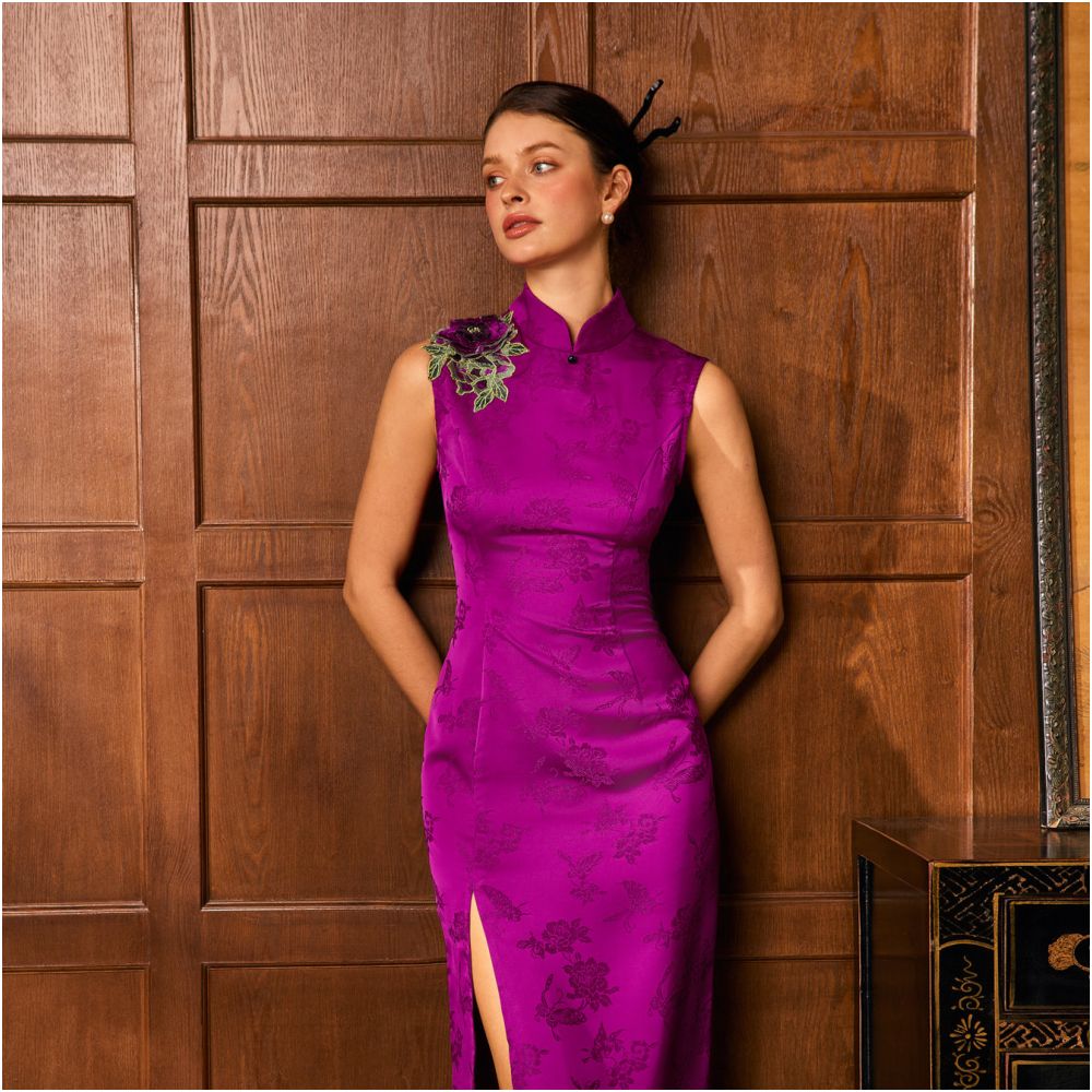 New Chinese style improved cheongsam dress embroidery 2025 summer new style retro style jacquard waist cinching slit young style image 1