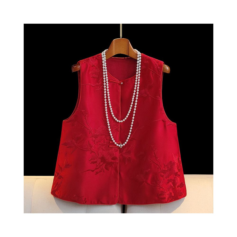 ASAYA5787 – Heritage Bloom Silk Vest 🌺✨
