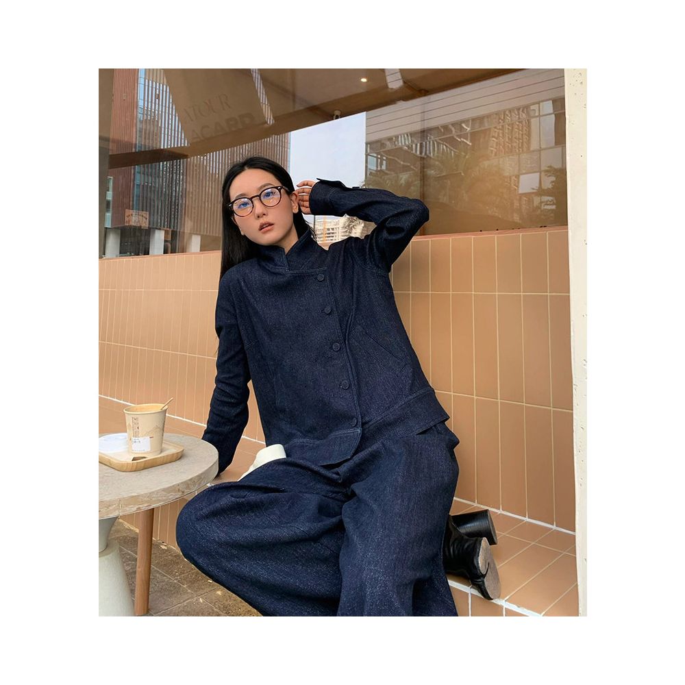 ASAYA5789 – Indigo Modern Chinese Denim Set 🖤🫖