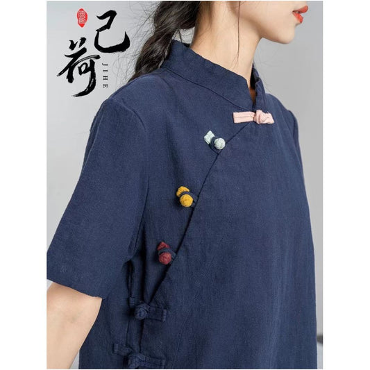 ASAYA5800 – Jihe Linen Mandarin Top 🌿🪡