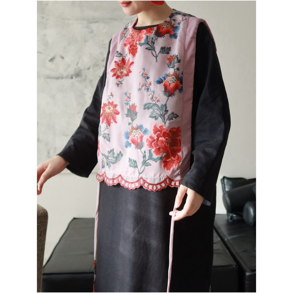 TAORAN women s Chinese flower and bird embroidery vest round neck pullover fake collar versatile camisole national style shoulder top image 4