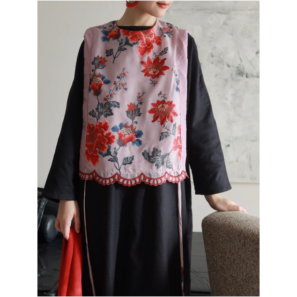 TAORAN women s Chinese flower and bird embroidery vest round neck pullover fake collar versatile camisole national style shoulder top image 5